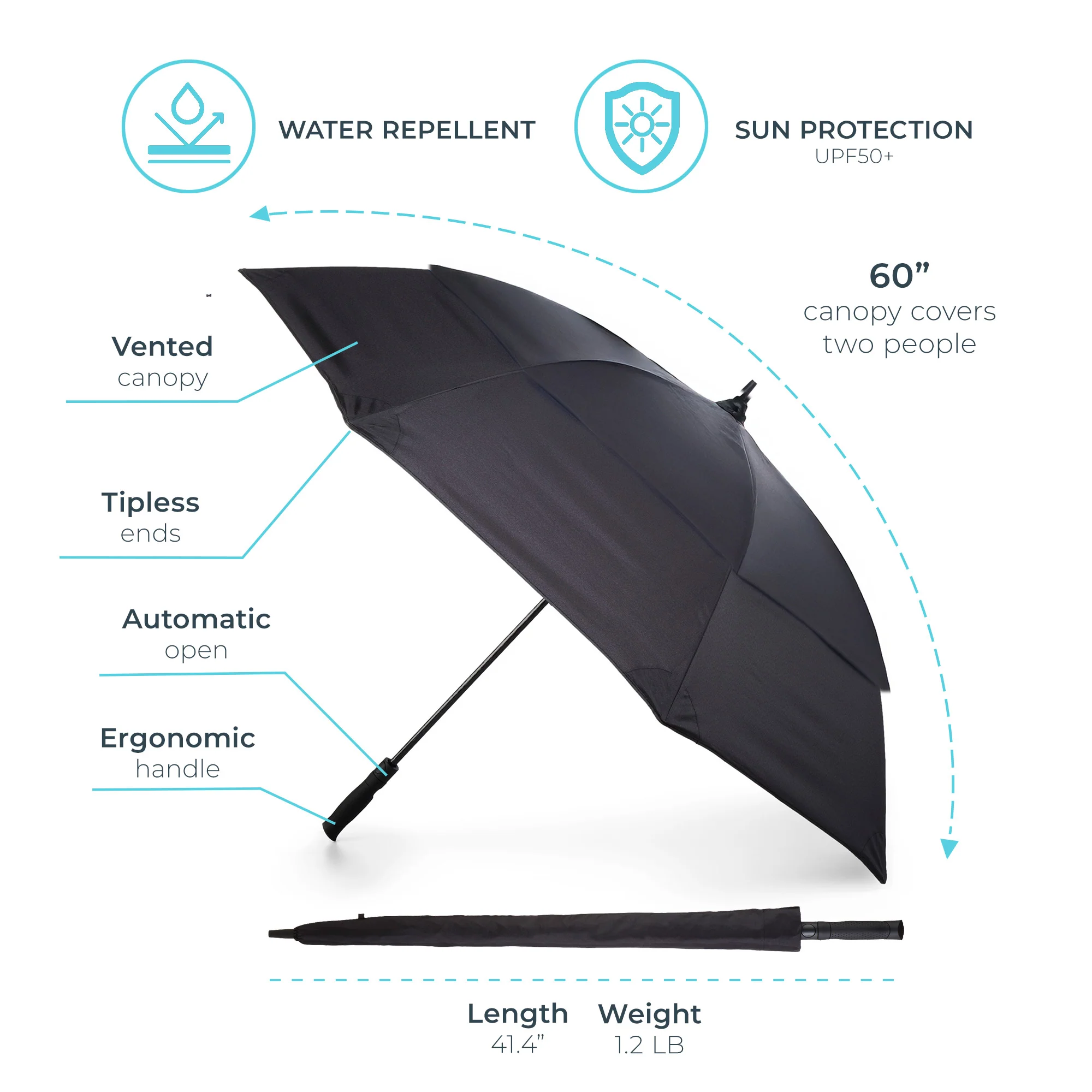 Premium Golf Size Spectator Umbrella with Tipless Ends - Image 4